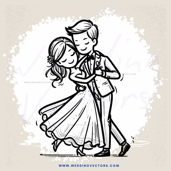 a couple dancing together in white