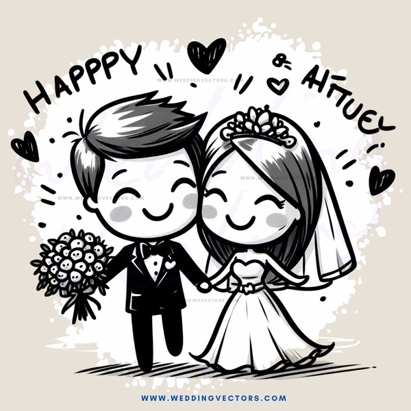 happy bride and groom