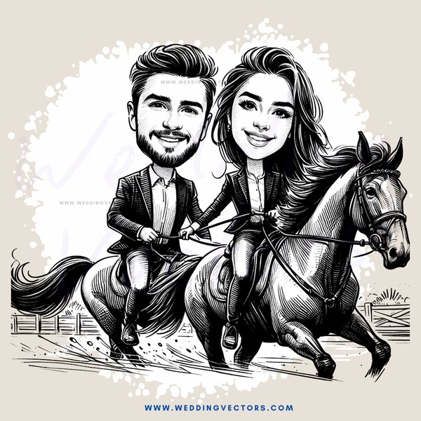 a man and woman riding horses