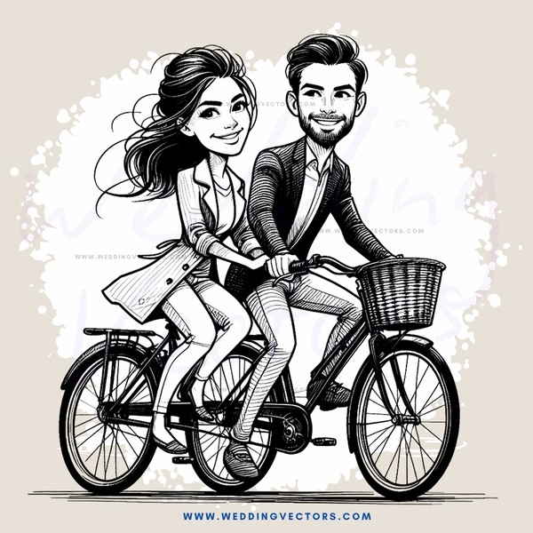 a couple riding a bicycle together