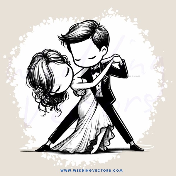 a man and woman dancing in black and white