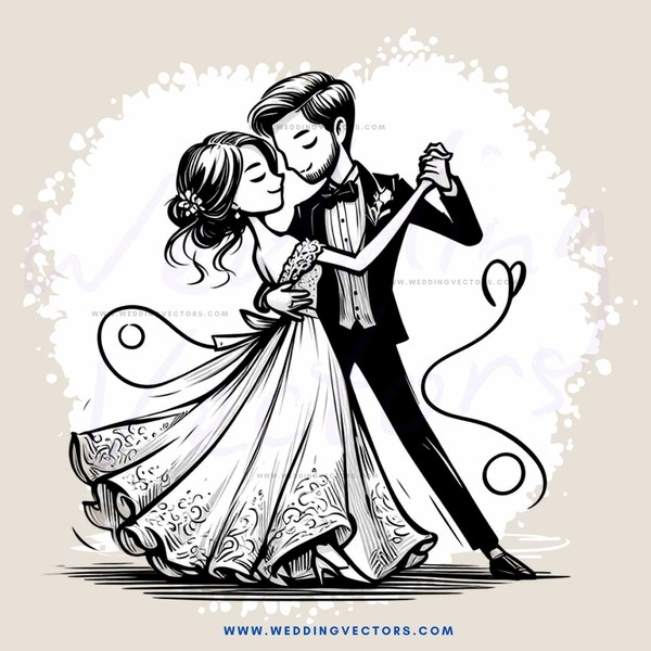 an engaged couple dancing at their wedding reception