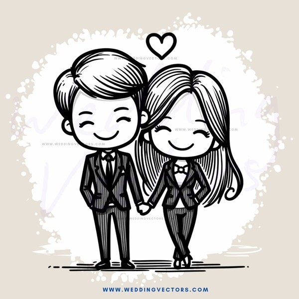 a couple standing together and holding hands