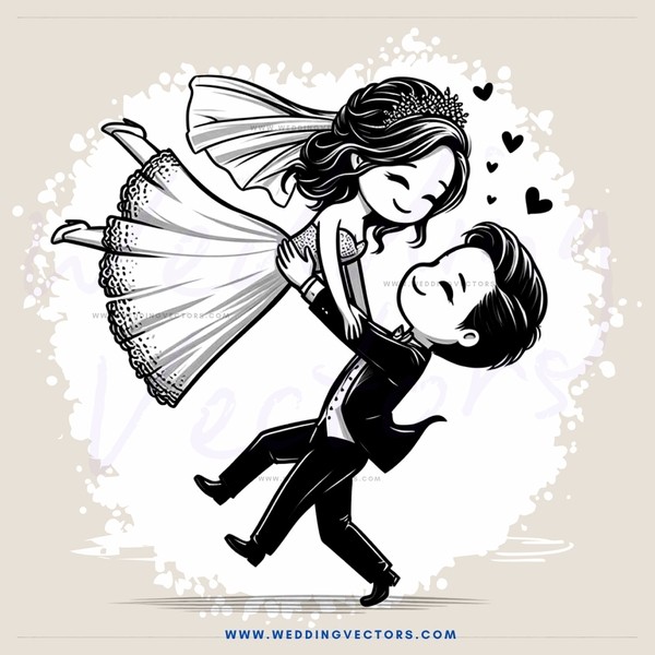 an engaged couple in mid-air