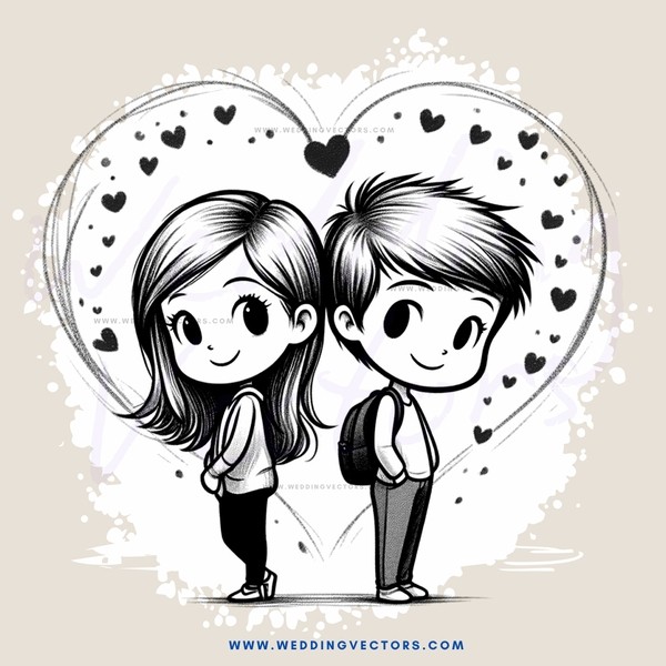 two kids standing in heart shape