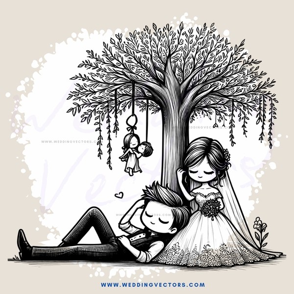 a couple lying under a tree with rings on their fingers