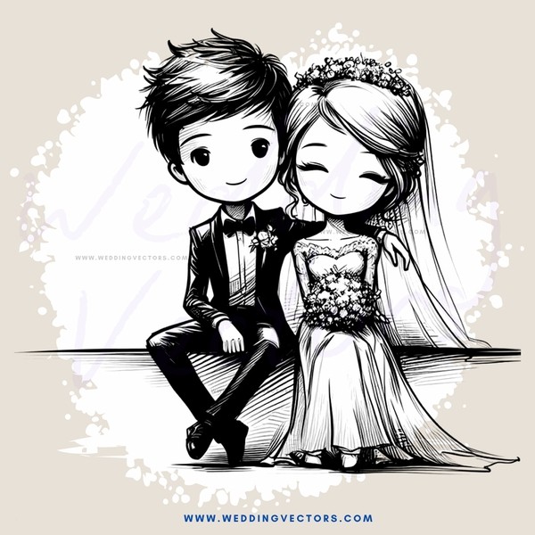 the bride and groom sitting together