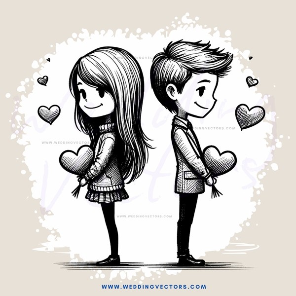 two people with hearts