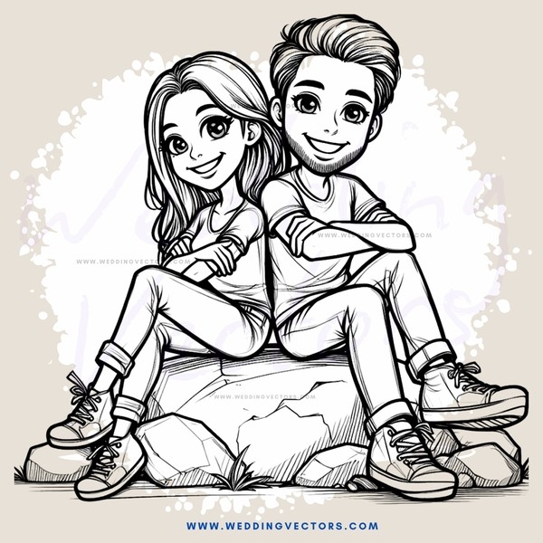 boy and girl sitting together on a rock