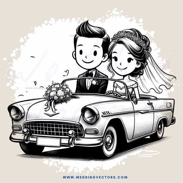 a couple in a vintage car