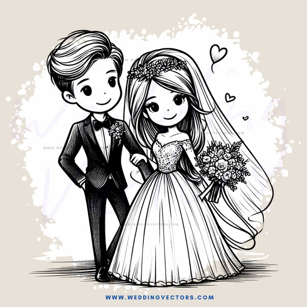 wedding animation pixar style