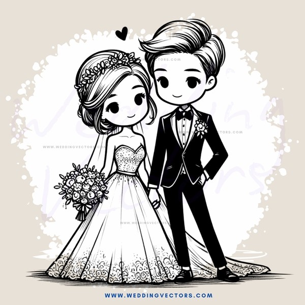 wedding bride and groom cartoon