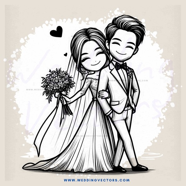 groom and bride smile for picture together