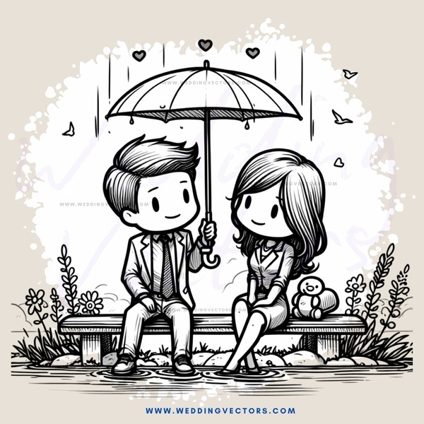 a romantic scene with two people and an umbrella