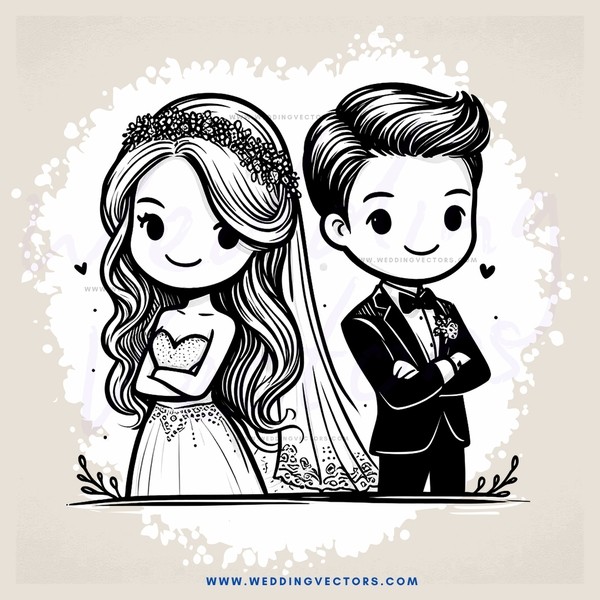 newlyweds smiling at their wedding photo