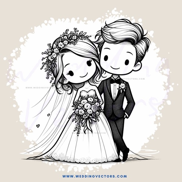 a newlywed couple posing for a picture