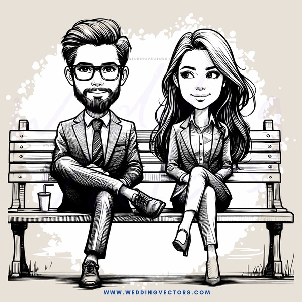 a man and woman sitting on a bench
