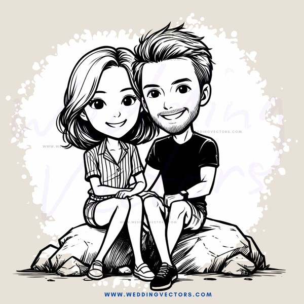 boy and girl on rock