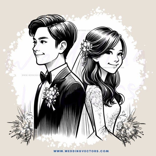 bride and groom portrait black and white