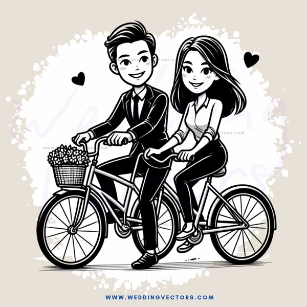 a couple riding bikes together