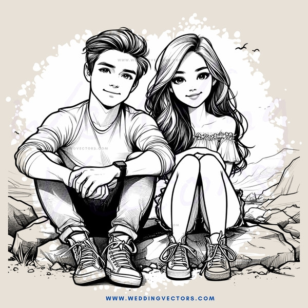 a boy and girl sitting on rocks with shoes on their feet