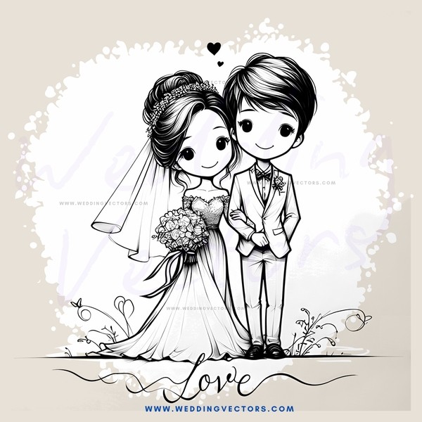 love drawn in black and white cartoon style