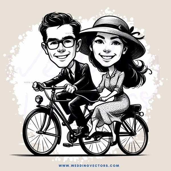a man and woman on a bicycle