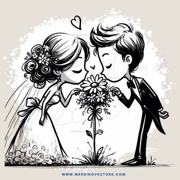 a wedding scene in black and white