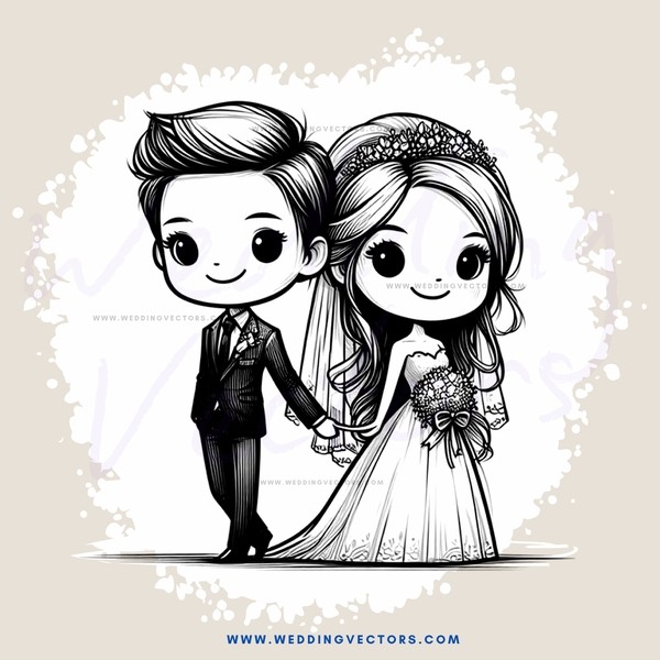 the bride and groom in black and white