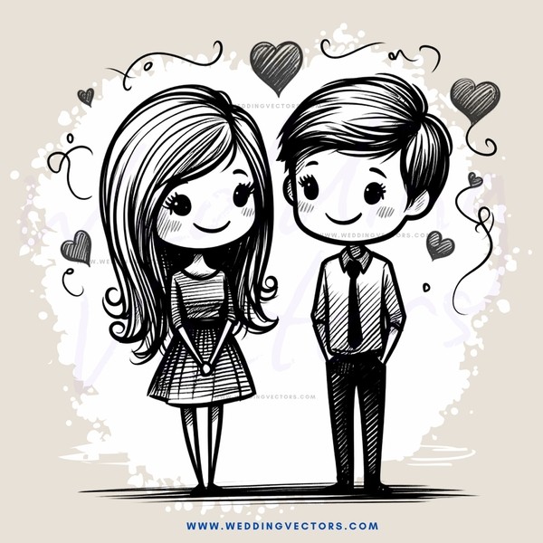 two smiling cartoon characters in black and white
