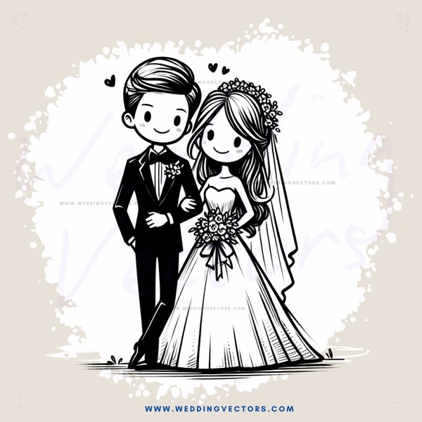 a man and woman on their wedding day
