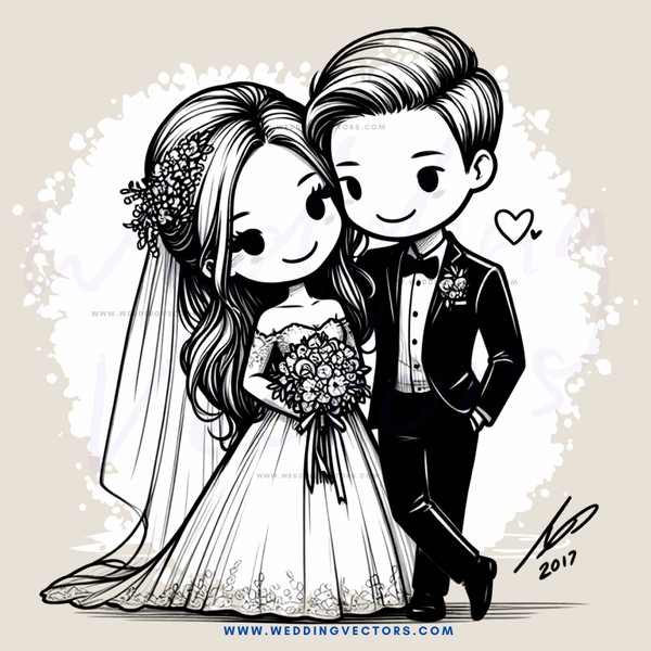 a bride and groom in black and white