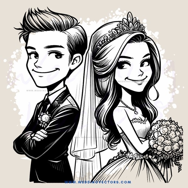 wedding cartoon drawing