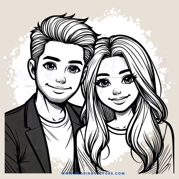 man and woman smile at each other in cartoon