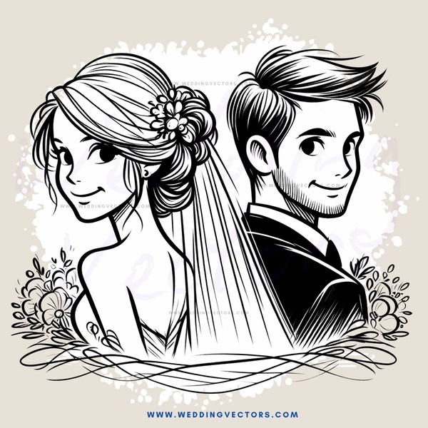 a black and white wedding picture