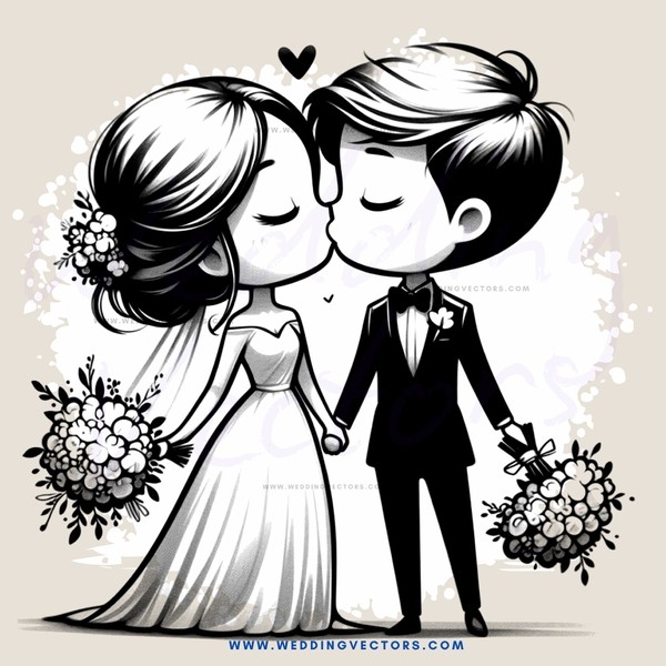 a black and white wedding illustration