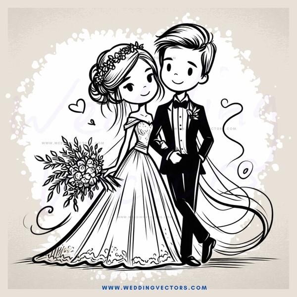 a newlywed couple in black and white