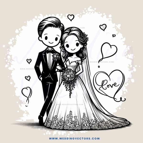 a happy couple on their wedding day