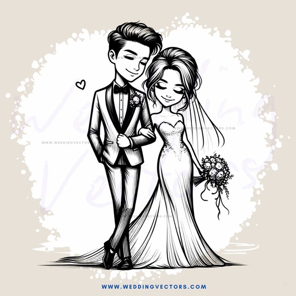 a wedding couple posing together with bouquet and ring
