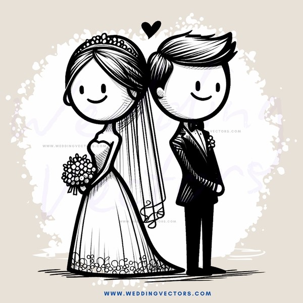 newlyweds standing together in wedding photo