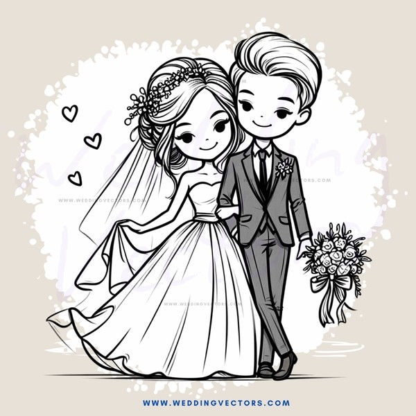 wedding portrait with bouquet and flowers