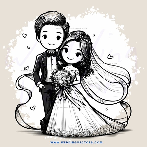 a bride and groom in love with each other