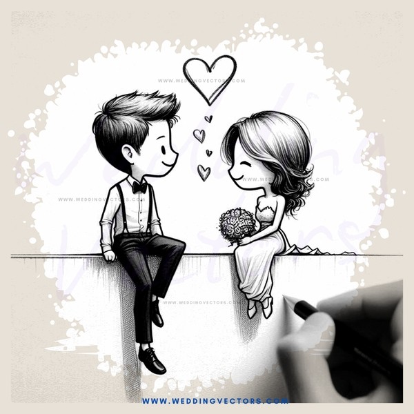 boy and girl on wall with heart