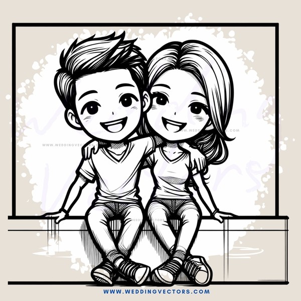 boy and girl sitting together on ledge