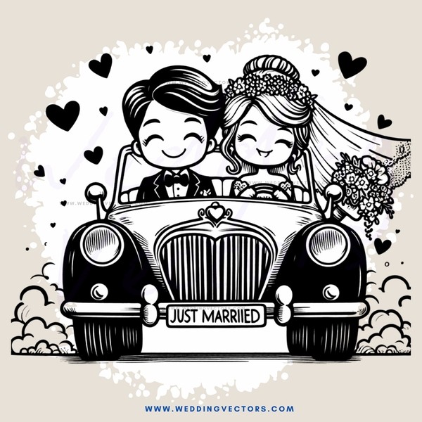 a happy couple's car ride