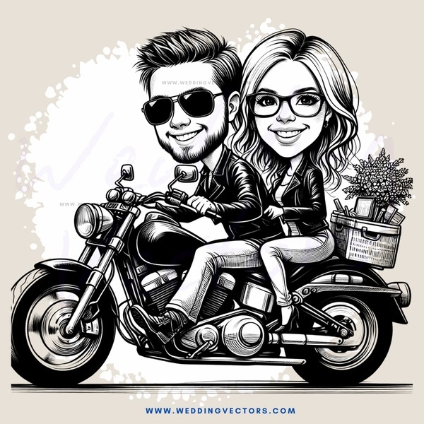 couple on bike cartoon image
