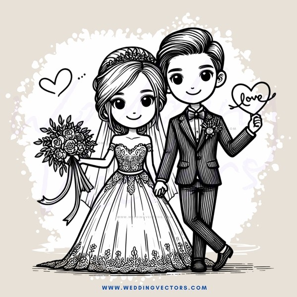 groom and bride in wedding gowns posing for picture