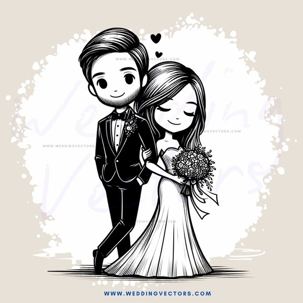 a black and white wedding illustration