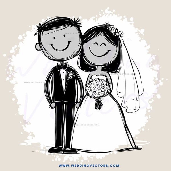 a bride and groom smile for their wedding picture