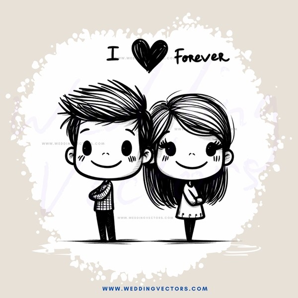 i love forever - heart shape cartoon drawing on paper